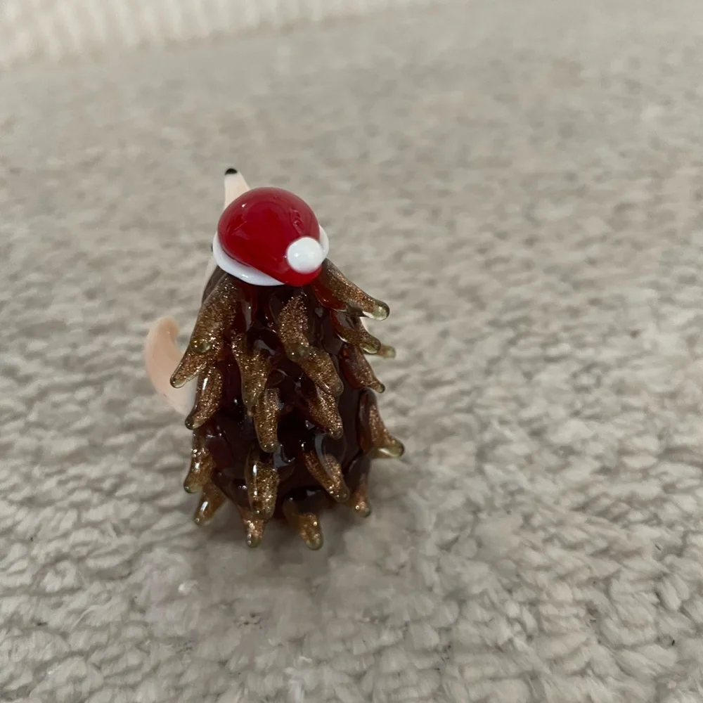 SET OF 2 PIER 1 IMPORTS TINY BLOWN GLASS CHRISTMAS HEDGEHOG DECOR NWTSET OF 2